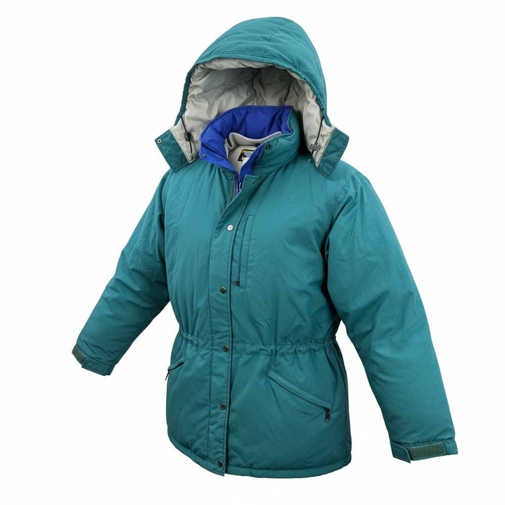 LL Bean Penobscot Parka Womens XL Teal Green Goose‎ Down Vintage Made in USA